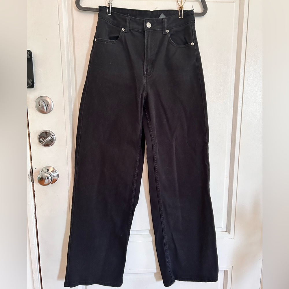 High waisted wide leg black jeans